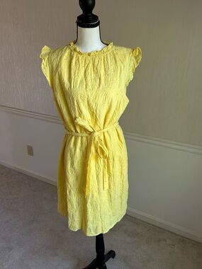 Nanette Lepore Yellow Eyelet Belted Mini Dress
